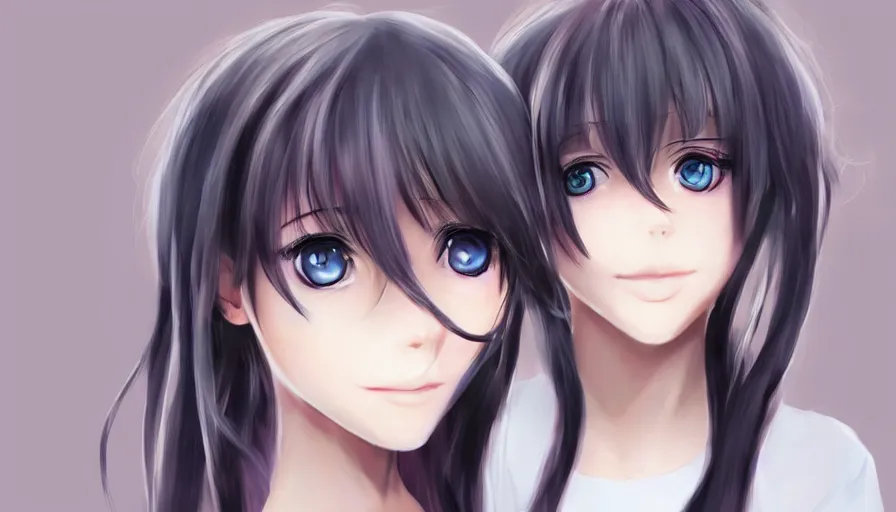 Image similar to cute anime girl, heterochromia, photorealistic