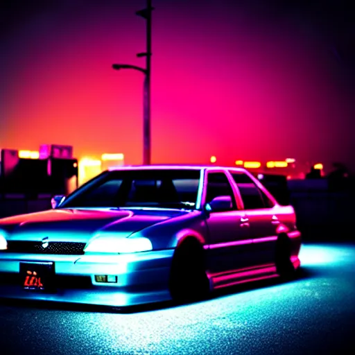 Prompt: a car JZX100 at illegal car meet, Saitama prefecture, city sunset mist neon lights, cinematic color, photorealistic, highly detailed, 50MM