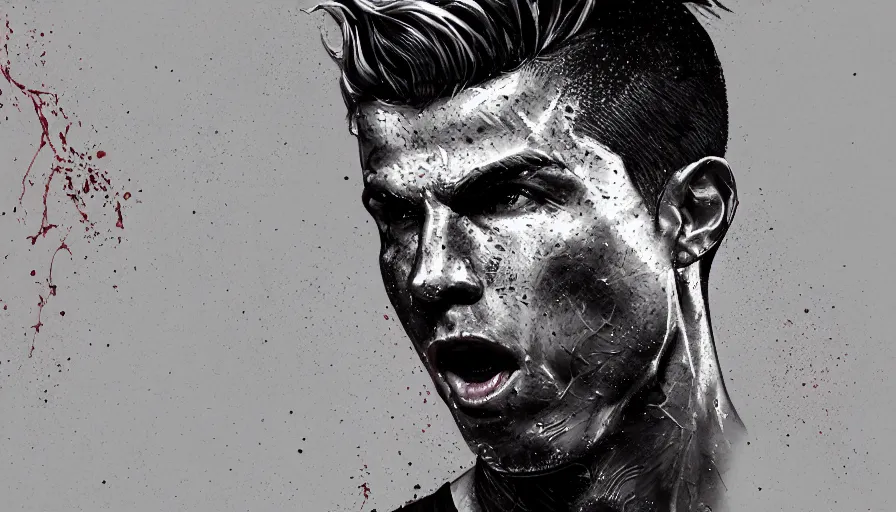 Prompt: Cristiano Ronaldo is White Venom, hyperdetailed, artstation, cgsociety, 8k