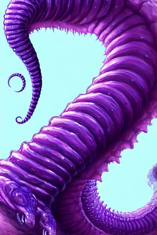 giant purple worm is visible in the back, fantasy