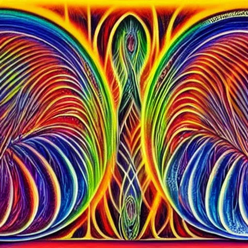 Image similar to alex grey painting of the meaning of life