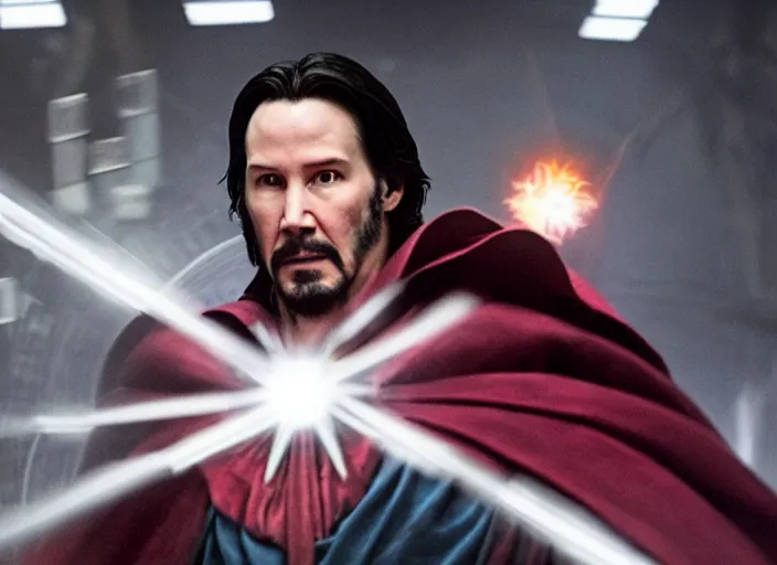 Image similar to movie still of keanu reeves as doctor strange