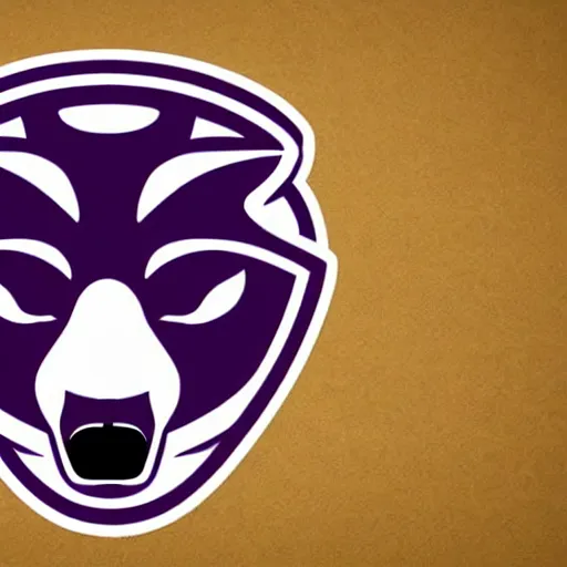 Image similar to a sports logo depicting a purple fox, on a white background, based on milwaukee bucks logo, simplistic,