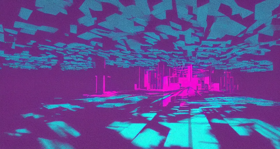 Prompt: 80s vaporwave outrun 3d Render of red deep sea forest, liminal space retro, grainy, noisy