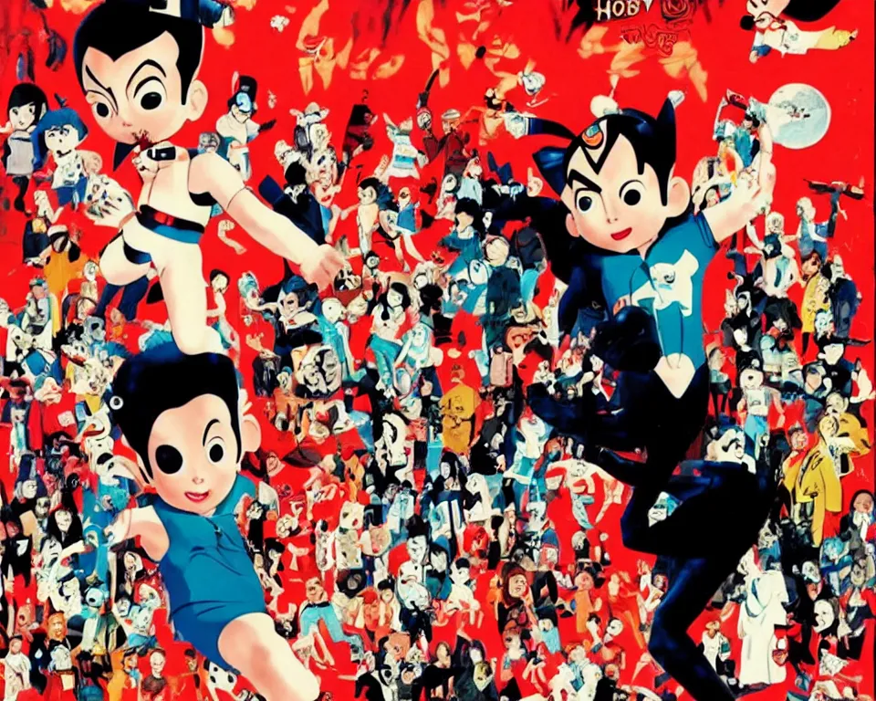 Image similar to a horror movie poster featuring Astro Boy in Las Vegas