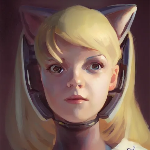 Image similar to portrait of a cute young woman with robot ears, 4k, sharp focus, Andreas Rocha