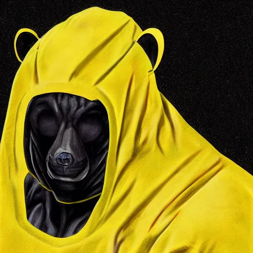 Image similar to portrait of bear beast-man wearing a hazmat suit, digital art, concept art, highly detailed, sharp focus