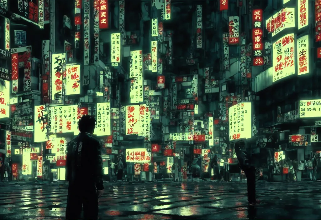 Image similar to film by madhouse and by takeshi koike, tokyo streets cyberpunk style, max payne blood, realistic