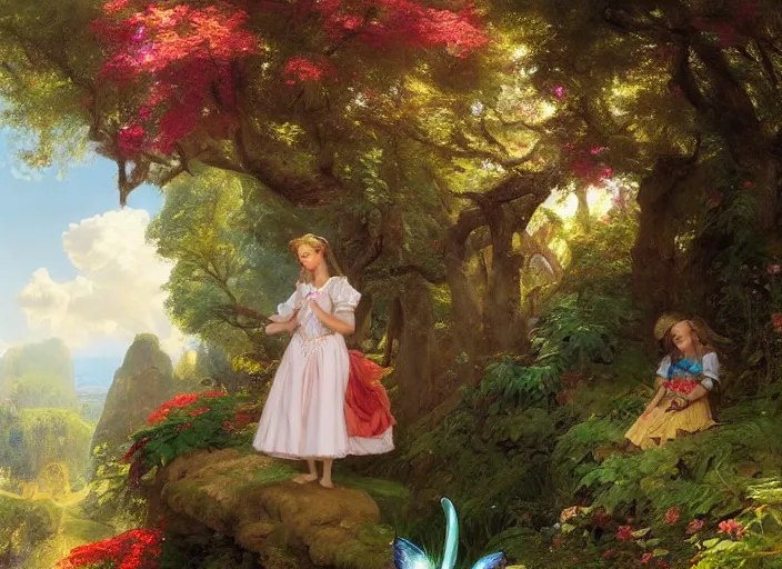 Image similar to matte painting of alice in the wonderland by vladimir volegov and alexander averin and peder mørk mønsted and pierre auguste cot and raphael lacoste