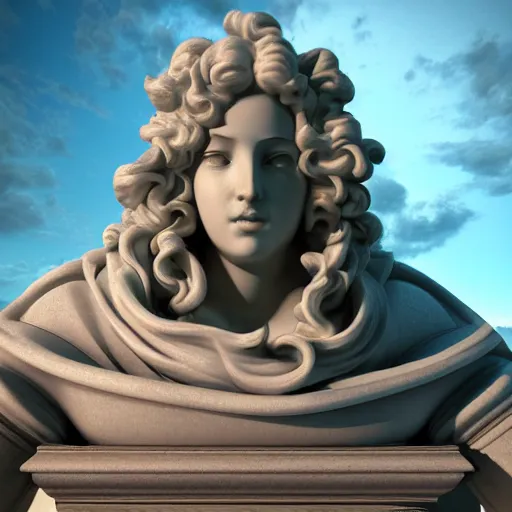 Image similar to baroque vaporwave statue, trending on art station, 4k UHD, 8k, painting illustration, high detail, rendered in unreal engine, 3d render, god rays, volumetric lighting, award winning, photorealistic