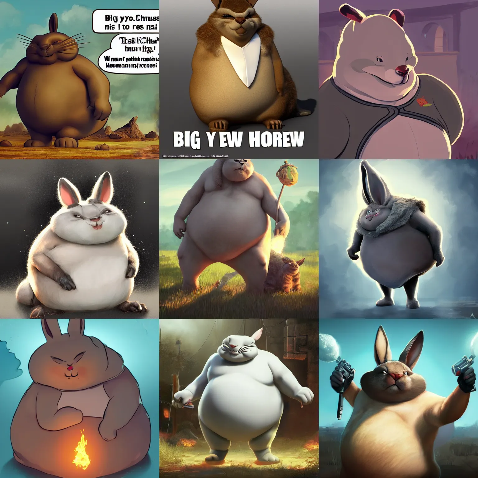 Prompt: big chungus sends his regards, screen melting, artstation