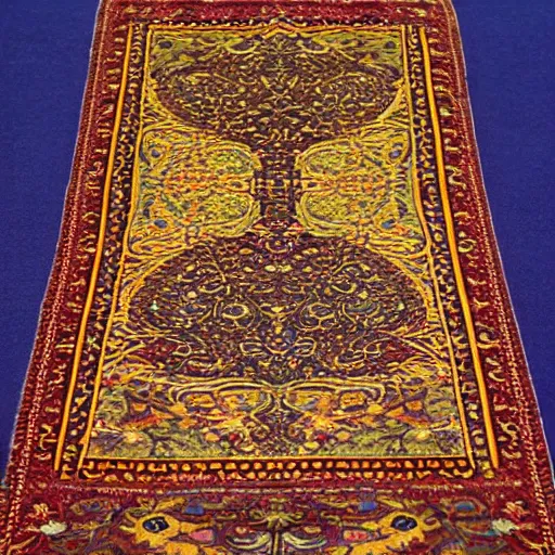 Image similar to a magic carpet flying in the air, very magical