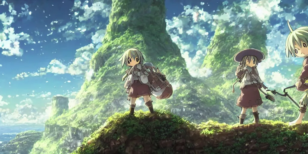 Image similar to made in abyss anime landscape art, anime key visual