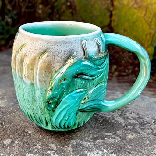 Image similar to a ceramic mermaid mug