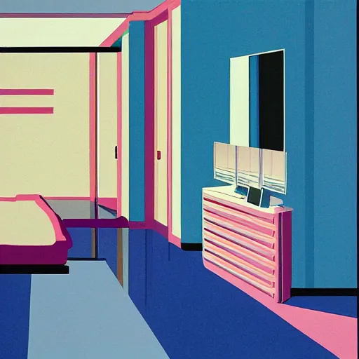 Image similar to apartment bedroom, by hiroshi nagai