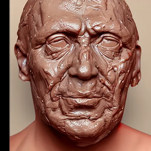 Image similar to sculpting a human face from wet clay