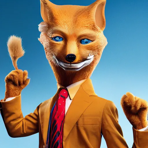 Image similar to Portrait of Donald Trump in the style of Fantastic Mr. Fox. 8k Resolution