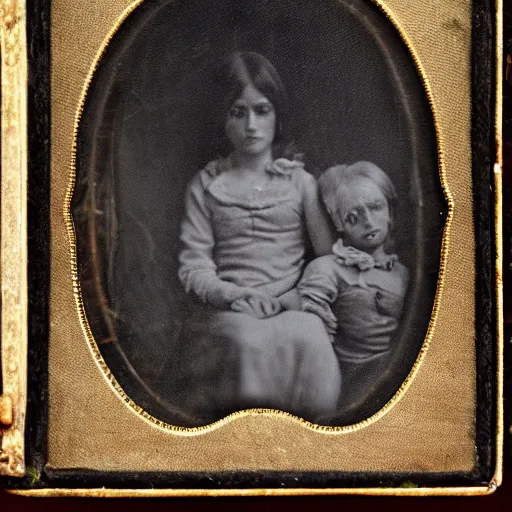 Prompt: daguerreotype of creepy spirits