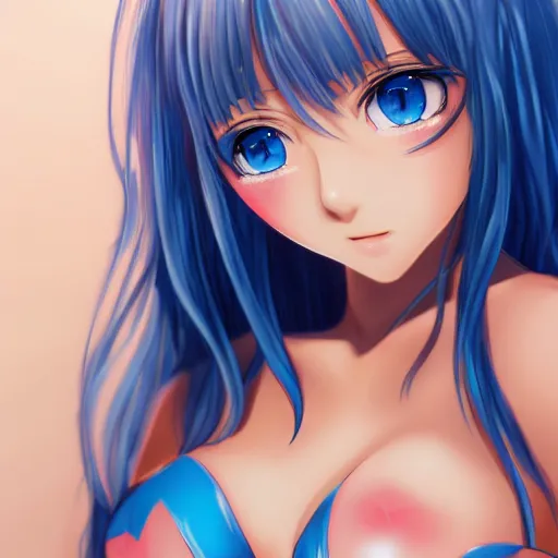 Image similar to a detailed full body portrait of a pretty anime girl in bikini with blue eyes, digital concept art illustration, incredibly detailed and realistic, 8 k, sharp focus