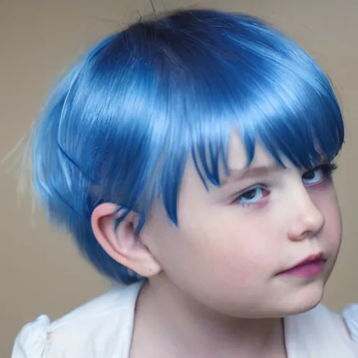 Prompt: little girl with blue hair