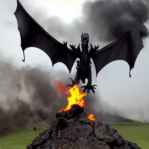 Image similar to a dragon made of black smoke