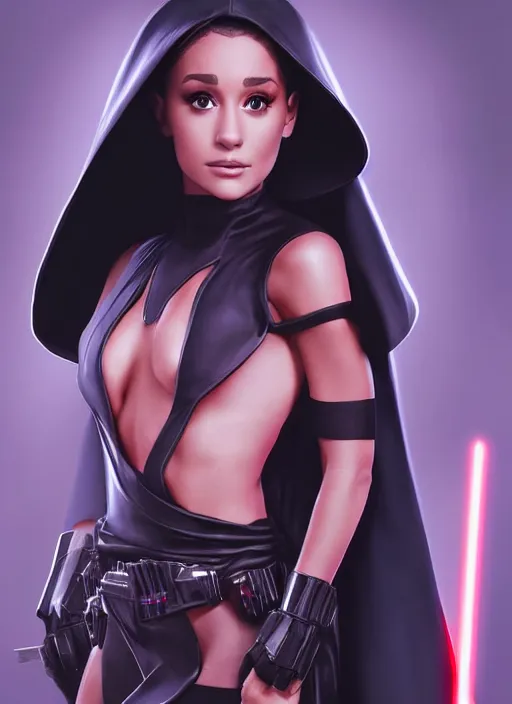 Image similar to Ariana Grande as an evil Sith lord trained by Darth Vader. Star Wars, artstation, Octane Render, 8K resolution, photo realism character art by Artgerm