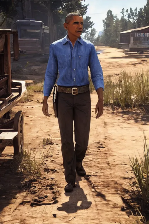 Image similar to obama 👌, cinematic, photoreal, by red dead redemption 2