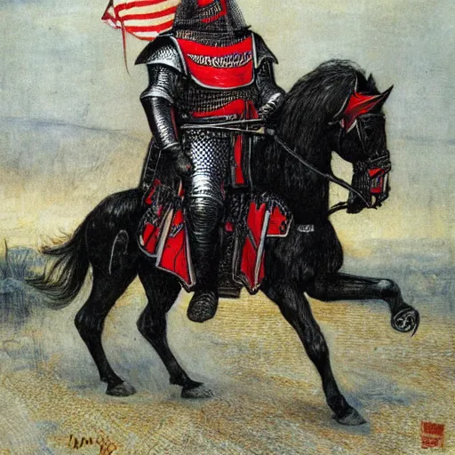 Prompt: knights armor, donald trump, crown, donald trump, by hans thoma