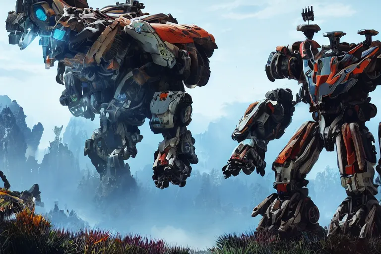 Image similar to scrapper machine mecha animal beast robot of horizon forbidden west horizon zero dawn bioluminiscence global illumination ray tracing hdr fanart arstation by sung choi and eric pfeiffer and gabriel garza and casper konefal