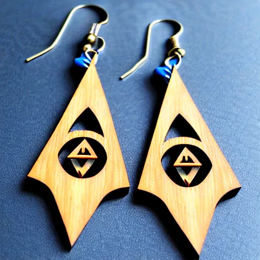 Image similar to 2 d wood lasercut earrings, mystical symbols, 8 k, hd, trending on amazon on artstation, trending on deviantart, trending on etsy, epic digital art