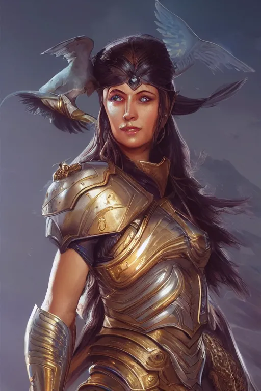 Image similar to amazon valkyrie athena, d & d, fantasy, portrait, highly detailed, headshot, digital painting, trending on artstation, concept art, sharp focus, illustration, art by artgerm and greg rutkowski and magali villeneuve