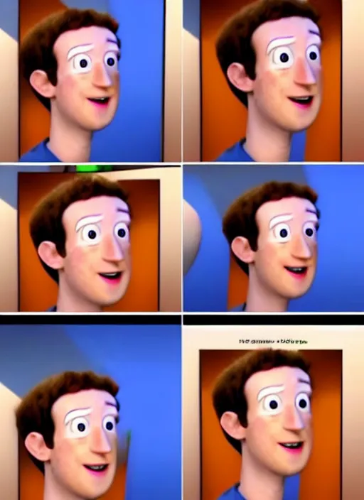 Prompt: mark zuckerberg pixar style meme