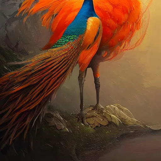 Prompt: a orange peacock,digital art,ultra realistic,ultra detailed,art by greg rutkowski