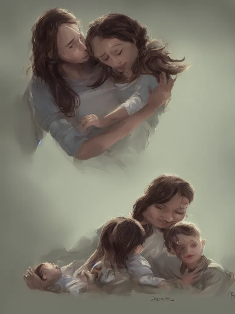 Prompt: a mother's love, by disney concept artists, blunt borders, rule of thirds, beautiful light