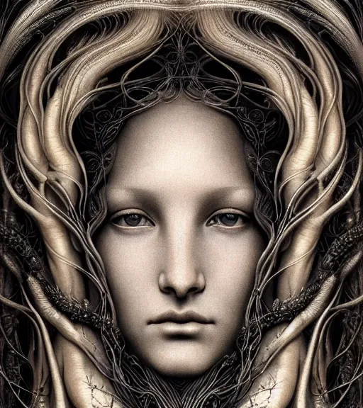 Prompt: detailed realistic beautiful lightning goddess face portrait by jean delville, gustave dore, iris van herpen and marco mazzoni, art forms of nature by ernst haeckel, art nouveau, symbolist, visionary, gothic, neo - gothic, pre - raphaelite, fractal lace, intricate alien botanicals, ai biodiversity, surreality, hyperdetailed ultrasharp octane render