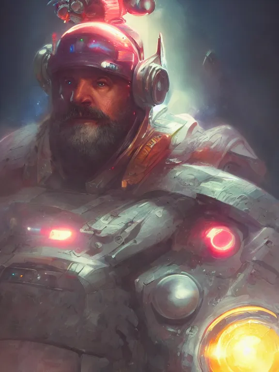 Image similar to a beautiful hyper realistic detailed portrait showing kirby as a space warlord, dramatic lighting, dynamic lighting, cinematic lighting, by nintendo and darek zabrocki, retrowaves, featured on artstation