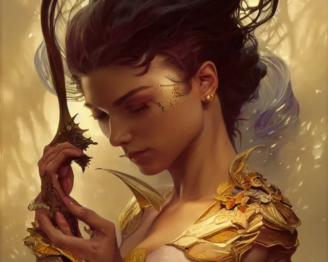 Image similar to photography of chris ofili, deep focus, d & d, fantasy, intricate, elegant, highly detailed, digital painting, artstation, concept art, matte, sharp focus, illustration, hearthstone, art by artgerm and greg rutkowski and alphonse mucha