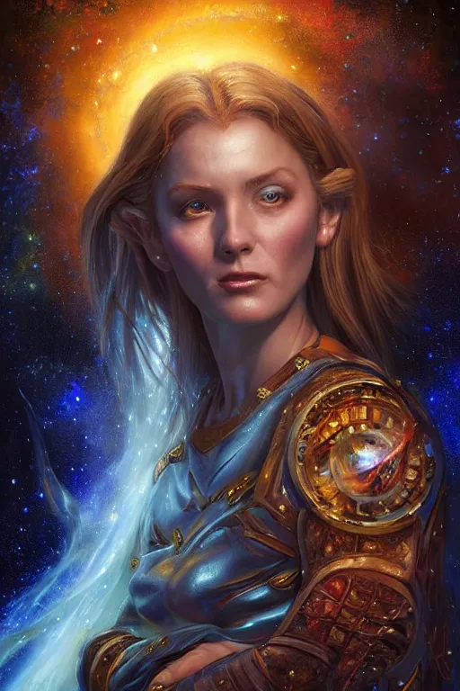 Image similar to beautiful oil painting with high detail of a wise Space ent(Crying like the end of the world has arrived) made of stars and plasma, hybrid from dungeons and dragons and art direction by James Cameron ;by artgerm; wayne reynolds art station; cinematic quality character render; low angle; ultra high quality model; production quality cinema model