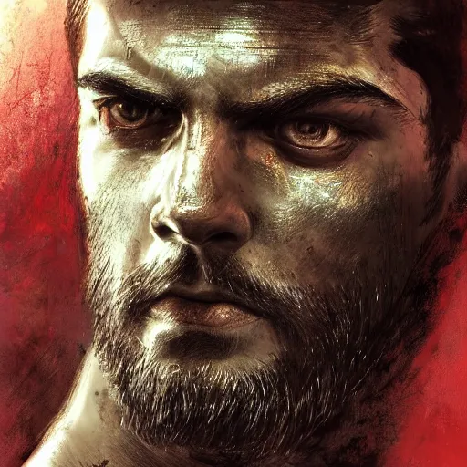 Image similar to ! dream portrait of a spartan war hero leonidas, colourised, face portrait, epic, tragic, military art, fantasy, dieselpunk, hd shot, digital portrait, beautiful, artstation, comic style, by artgerm, guy denning, jakub rozalski, magali villeneuve and charlie bowater