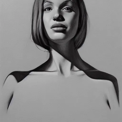 Image similar to charcoal drawing portrait of a woman, very coherent, painted by edward hopper, painted by james gilleard, airbrush, art by jamesjean