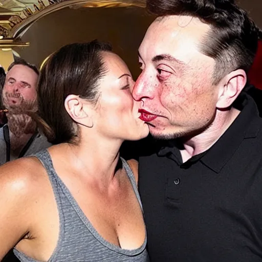 Prompt: joe rogan kissing elon musk