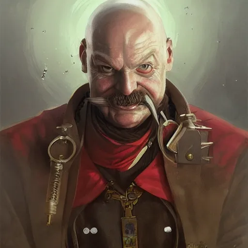 Prompt: painting of doctor ivo robotnik as an evil wizard, epic, tragic, military art, fantasy, dieselpunk, hd shot, digital portrait, beautiful, artstation, comic style, by artgerm, guy denning, jakub rozalski, magali villeneuve and charlie bowater