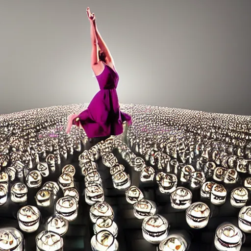 Image similar to a huge pile of light bulbs and a beautiful woman on top of it