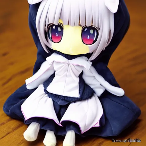 Prompt: cute fumo plush of a mysterious rival, chibi anime girl