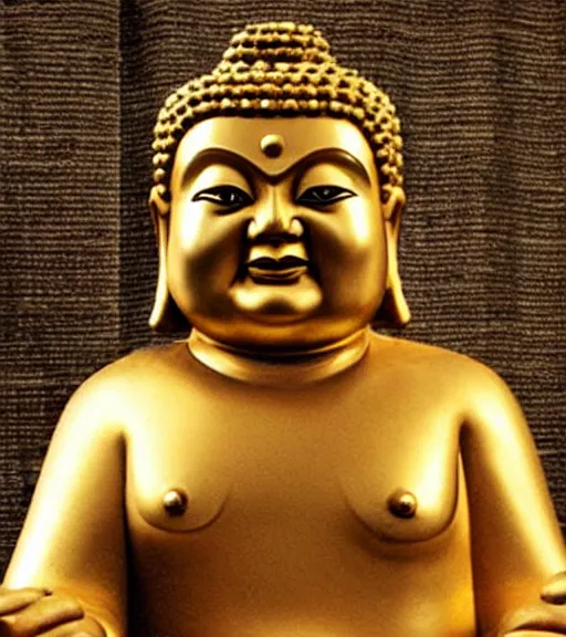 Image similar to 'jack black'!!! As a golden buddha statue