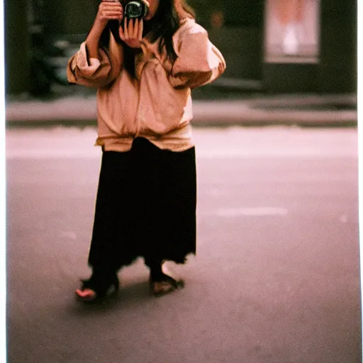 Prompt: portrait of instagram as a human being photographed on a contax t 2, with portra 4 0 0.