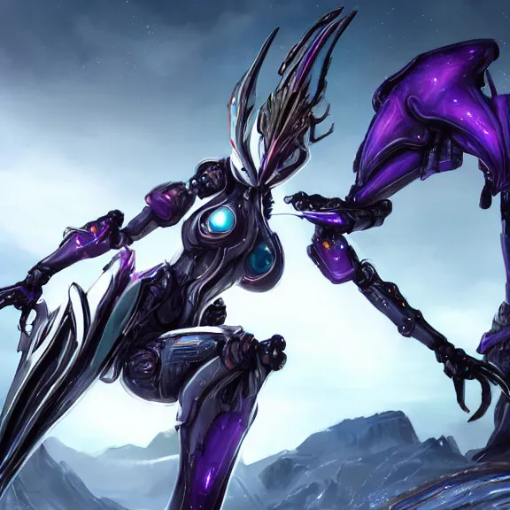 Prompt: extremely detailed ground shot of a giant 1000 meter tall beautiful stunning female warframe goddess, that's a anthropomorphic hot robot mecha female dragon, silver sharp streamlined armor, detailed head, sharp claws, glowing Purple LED eyes, sitting cutely on a mountain, behind a tiny village, dragon art, warframe fanart, Destiny fanart, micro art, macro art, giantess art, furry art, furaffinity, high quality 3D realism, DeviantArt, Eka's Portal, HD