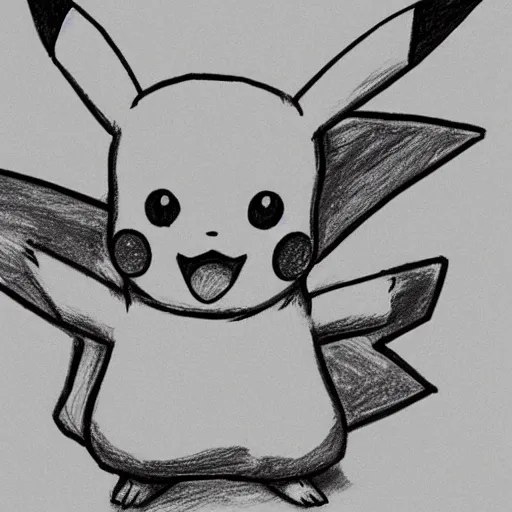 Prompt: a child's drawing of pikachu