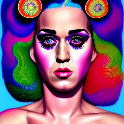 Prompt: an extremely psychedelic portrait of katy perry, surreal, lsd, face, detailed, intricate, elegant, lithe, highly detailed, digital painting, artstation, concept art, smooth, sharp focus, illustration, art by jason edmiston