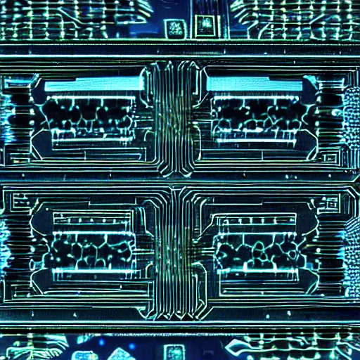 Image similar to polarized light photomicrograph of cutting edge biocybernetic circuit interface